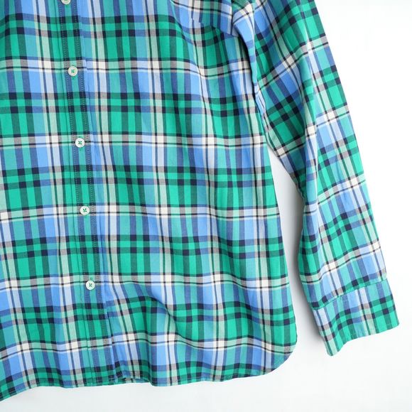 Talbots Button Down Shirt Blue Plaid Cotton Long Sleeve Casual Basic Size Small - Picture 4 of 11